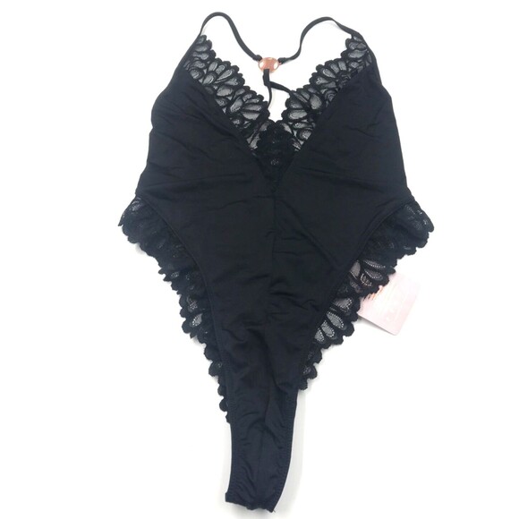 Savage x Fenty Savage Not Sorry Lace Teddy in Black Caviar Medium - Picture 2 of 4